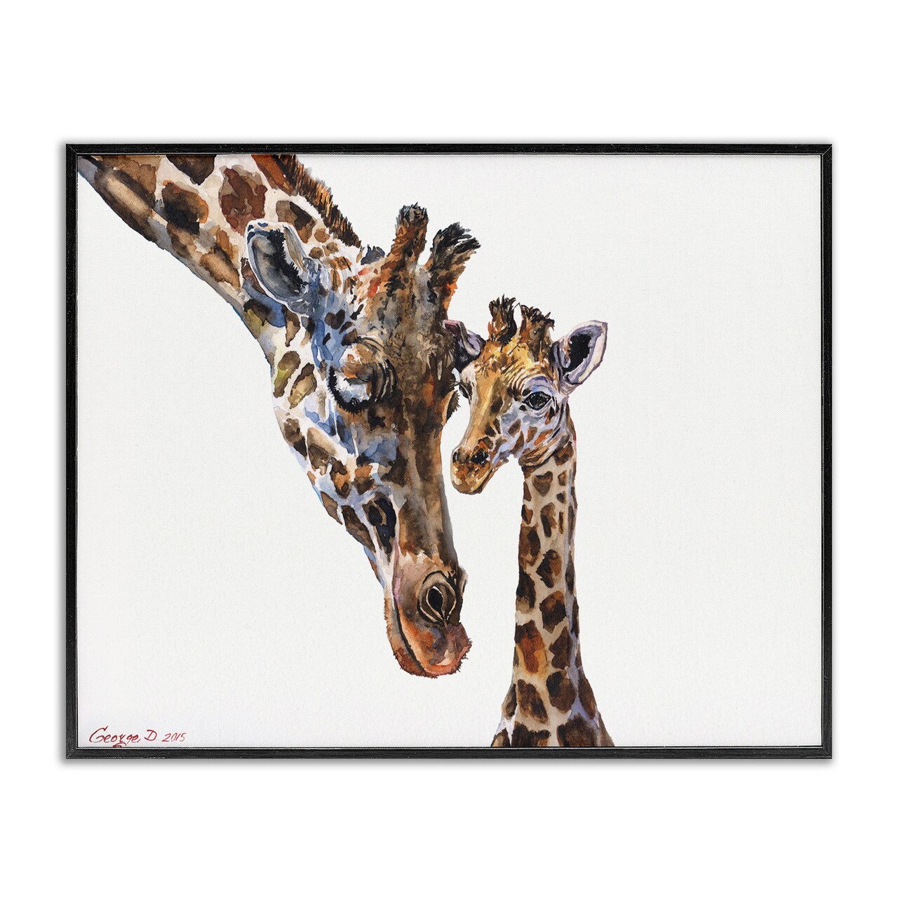 Stupell Industries Baby Giraffe Animal Watercolor Framed Giclee Art